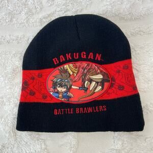 BAKUGAN BATTLE BRAWLERS Unisex Beanie Blk/Red SzOS Y2K Cosplay Kooky Cozy Grunge